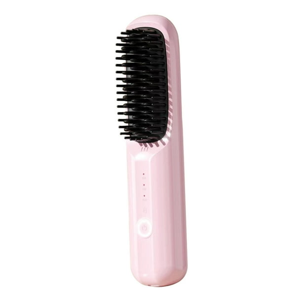 Cepillo alisador de pelo USB Salvador Mini peine alisador rosa  temperaturas ajustables