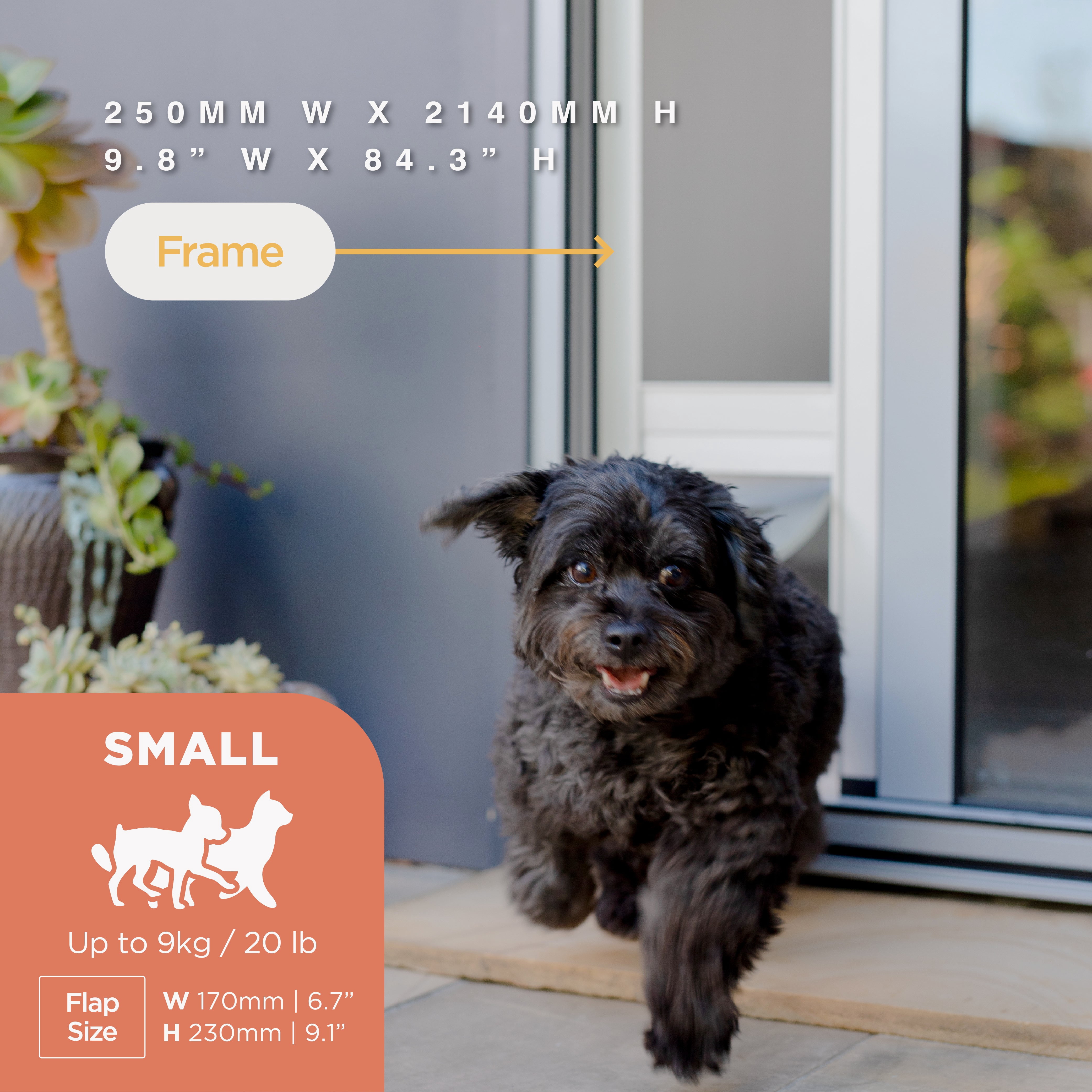 Mesh Sliding Pet Door Kit Silver Small