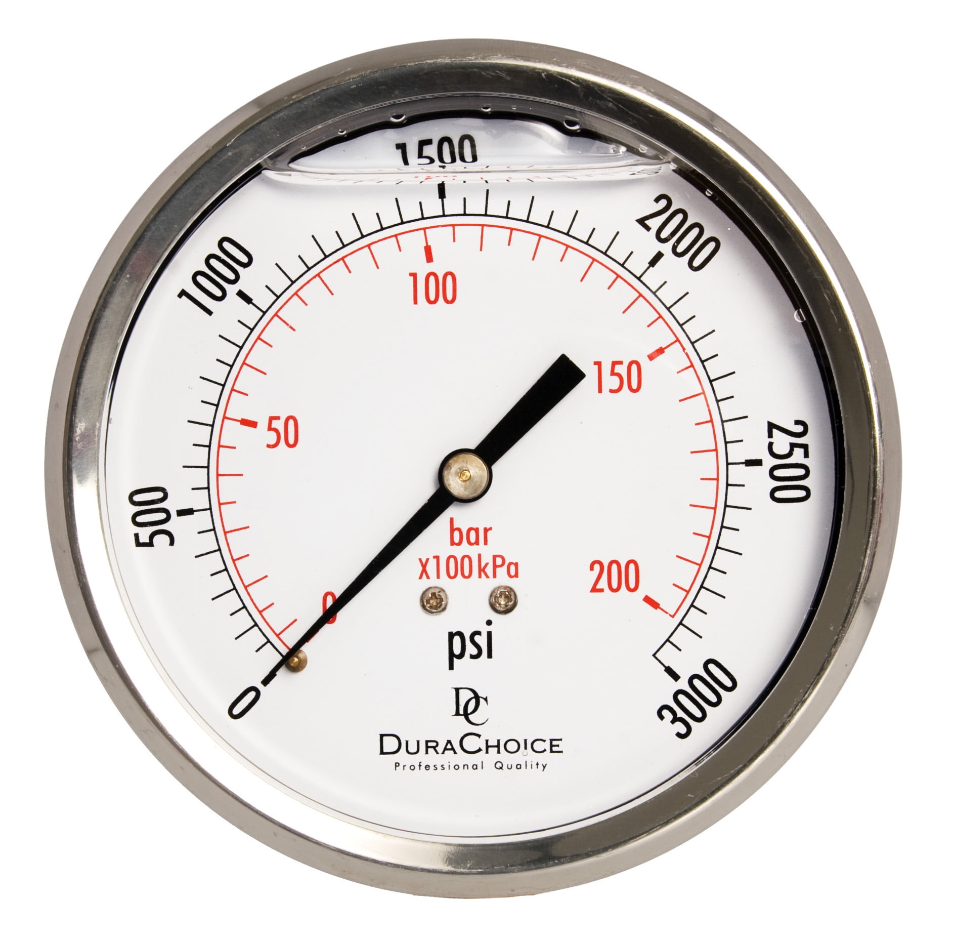 4" Oil Filled Pressure Gauge Stainless Steel Case, Brass, 1/4" NPT