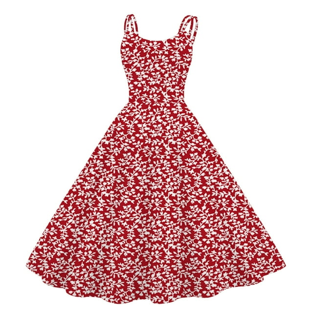 TJAZFJPA Robes Moulantes pour Femmes Robes Vintage pour Femmes Sans Manches Longueur Genou Rétro Ligne A Évasée Swing Formelle Bal de Promo Robe de Fête Robe de Plage Couvre-Maillot Grande Taille Robe d'Été