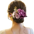 thumbnail image 1 of XASZHN Flower Metal Hair Side Combs Slide Clips Floral Bows Barrettes Purple_008 One Size, 1 of 5