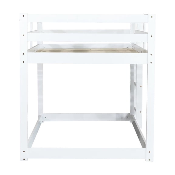 Rubber wood twin over twin low - profile loft bed | Stable and functional in small living areas