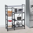 thumbnail image 2 of Vegetable Basket Storage Rack, 4 Tier Stackable Storage Basket with 360 Degree Wheels, Kitchen Baker Rack, Spice Rack Microwave Organizer Workstation, 2 of 8