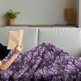 thumbnail image 3 of Watercolor Soft Flannel Fleece Throw Blanket, Paintbrush Artwork of Summer Flowers Branches, Cozy Plush for Indoor and Outdoor Use, 50" x 60", Grey Violet, by Ambesonne, 3 of 5