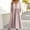 Pink, variant on Women's Summer Dresses Under $10 New Solid Color Short-sleeved Lace V-neck Waistline Hem Dress