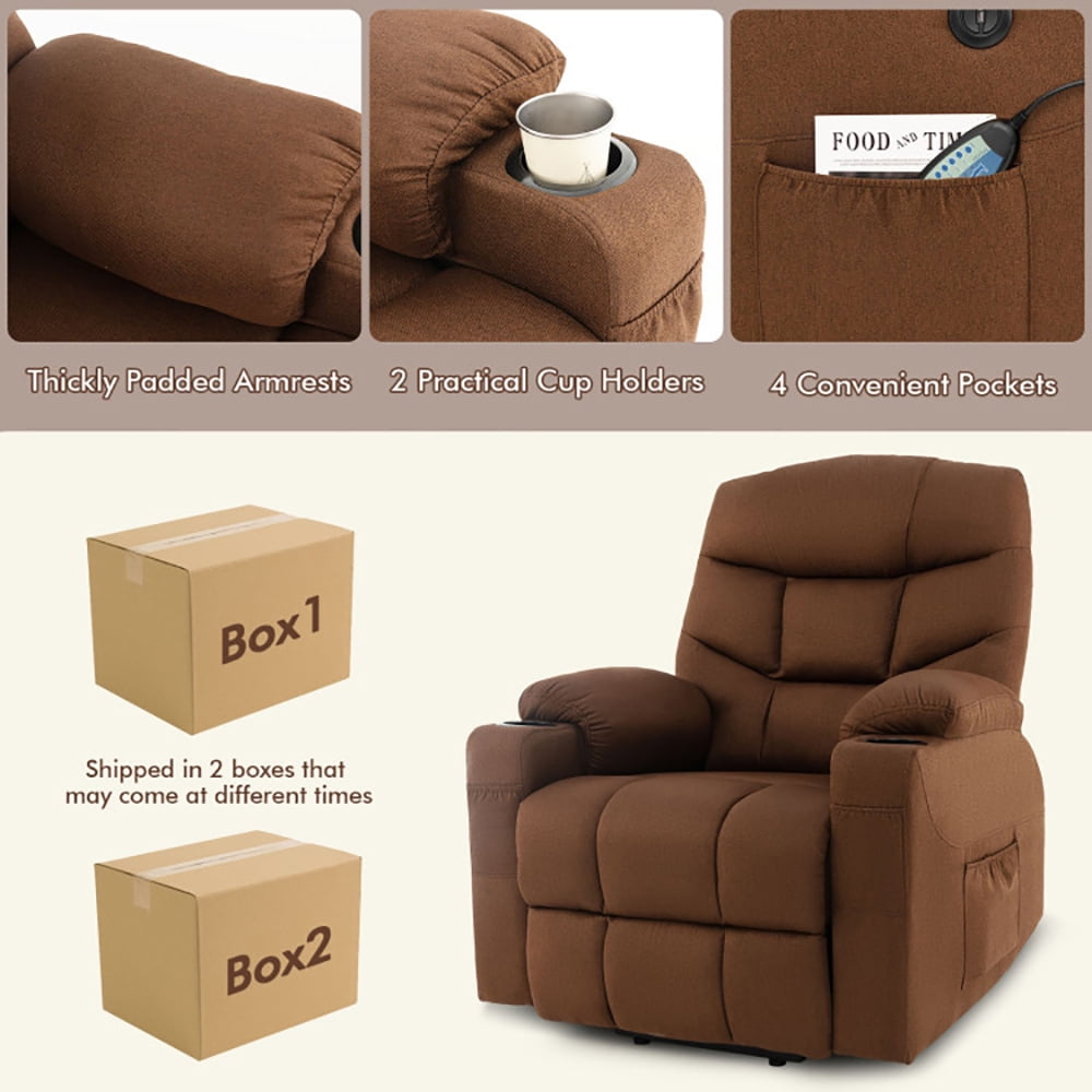 Finihen Electric Power Lift Massage Recliner, Electric Power Lift Recliner Chair with Adjustable Backrest and Footrest, for Living Room, Bedroom, Brown Finihen Electric Power Lift Massage Recliner, Electric Power Lift Recliner Chair with Adjustable Backrest and Footrest, for Living Room, Bedroom, Brown