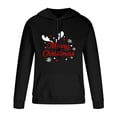 thumbnail image 3 of Penkiiy Men's Merry Christmas Pullover Hoodie in Loose fit Heavyweight Ultra Soft Fleece With Pockets Black, 3 of 5