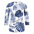thumbnail image 5 of CHUANK Hauts en Tricot à Manches Longues pour Femmes Col Rond T-Shirt Décontracté pour Femmes Col Rond Manches 3/4 Chemise Ample Imprimée Blouse Hauts Chandail Imprimé à Enfiler Hauts Blouse à Rayures à Boutons Économies d'Été Cle, 5 of 5