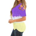 thumbnail image 3 of DYMADE Women Round Neck Cold Shoulder Short Sleeve Color Stitching Top, 3 of 3