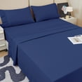 thumbnail image 2 of Bedmoon Soft Microfiber Adult Bed Sheet Set with Deep Pocket,3 Piece Twin Sheet Set,Blue, 2 of 7