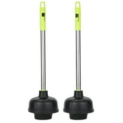 SteadMax Toilet Plunger, Double Thrust Force Suction Cup, Stainless Steel Green Handle (2 Pack)