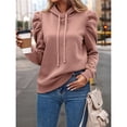 thumbnail image 4 of Sudadera con Capucha de Larga Abullonada y Cordón Ajustable para Mujer, Estilo Informal, para Otoño e Invierno Rosa M, 4 of 8