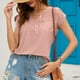 thumbnail image 5 of Las mujeres ahuecan hacia fuera la parte superior verano casual suelta color sólido manga corta pétalo cuello redondo camiseta blusa cuero rosa M, 5 of 8