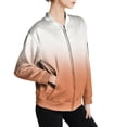 thumbnail image 6 of Women's Gradient Color Casual Windbreaker with Zippered Sleeve Pockets, Lightweight Soft Fabric Jacket for Daily Wear, Comfortable Outdoor Zipper Coat with Fashionable Ombre Design Orange S, 6 of 7
