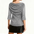thumbnail image 5 of ClodeEU Women's Ruched Collar Tunic Blouse ,3/4 Sleeve Cowl Neck Sparkly Shirts ,Casual Fashions Tops Silver,Womens Plus L, 5 of 6