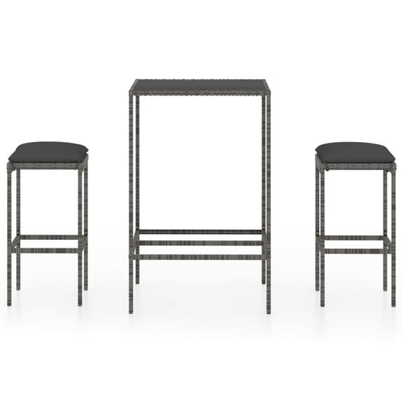 vidaXL Garden Bar Set with Cushions 3/5/7/9 Piece Poly Rattan Multi Colors