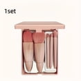 thumbnail image 3 of 1 Set Chic Pink Makeup Brush Set - Mirror Compact, 5pcs Soft Bristles Versatile for Blush Eye Foundation, 3 of 6