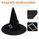 thumbnail image 2 of BRIGHTFUFU Sombrero de bruja hechicera de terciopelo negro, accesorio para disfraz de fiesta de Halloween, 2 of 7