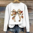 thumbnail image 2 of WREESH Women's Thanksgiving Bow Print Crewneck Sweatshirts, Long Sleeve Pullover, Fall Fashion for Women 2025 Trendy White, 2 of 4
