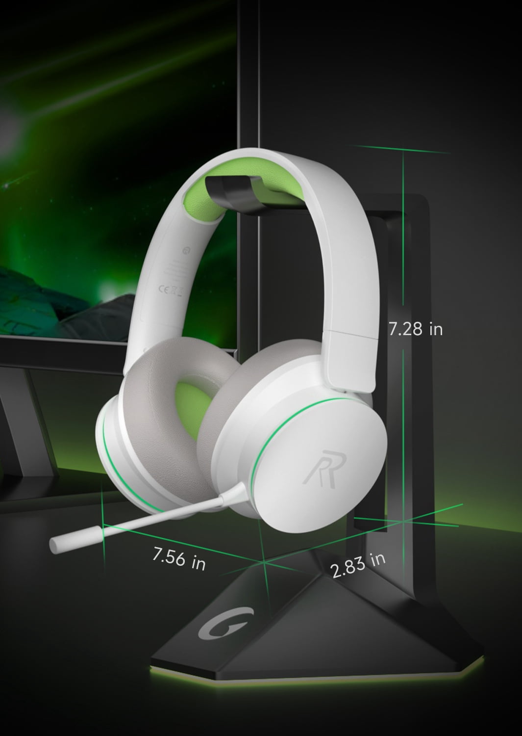FONHAID 2.4GHz Wireless Gaming Headset for Xbox Series X|S, Xbox One, PS5/PS4, Mac, Switch, Bluetooth 5.3 Gaming Headphones with Detachable Noise Canceling Mic, 45H Battery, 50mm Drivers - Green