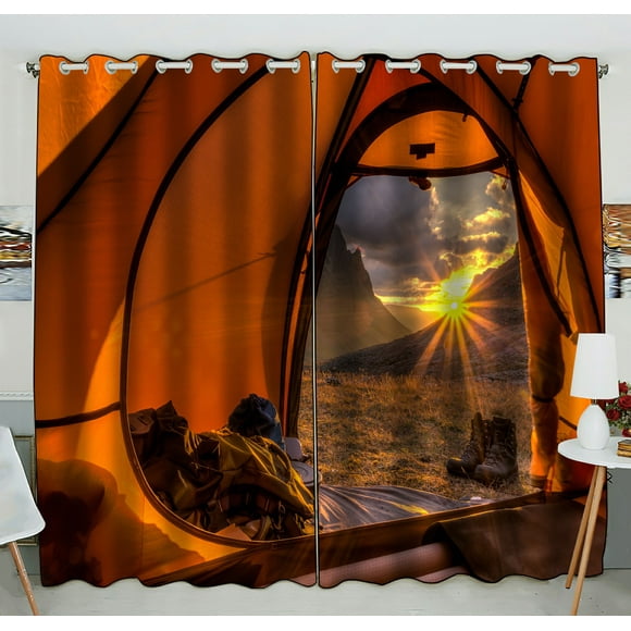 EREHome Sunrise inside a Tent Blackout Window Curtain Drapery Two Panels 52x84 inch two Piece