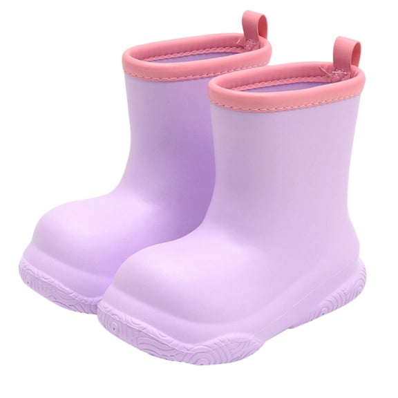 Girls Boots - School Outdoor Activities Comfortable Durable Casual Shoes Non- Sole Lightweight Kids'Ankle Booties - Toddler Boots,Color:Purple,Size:4-5 Years