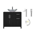 thumbnail image 2 of ELECWISH 36 Inches Bathroom Vanity in Black Finish with Glass Boat-Shaped Vessel Sink, Single Bathroom Vanity with Top, 2-Door Cabinet and 2 Drawers, 2 of 18