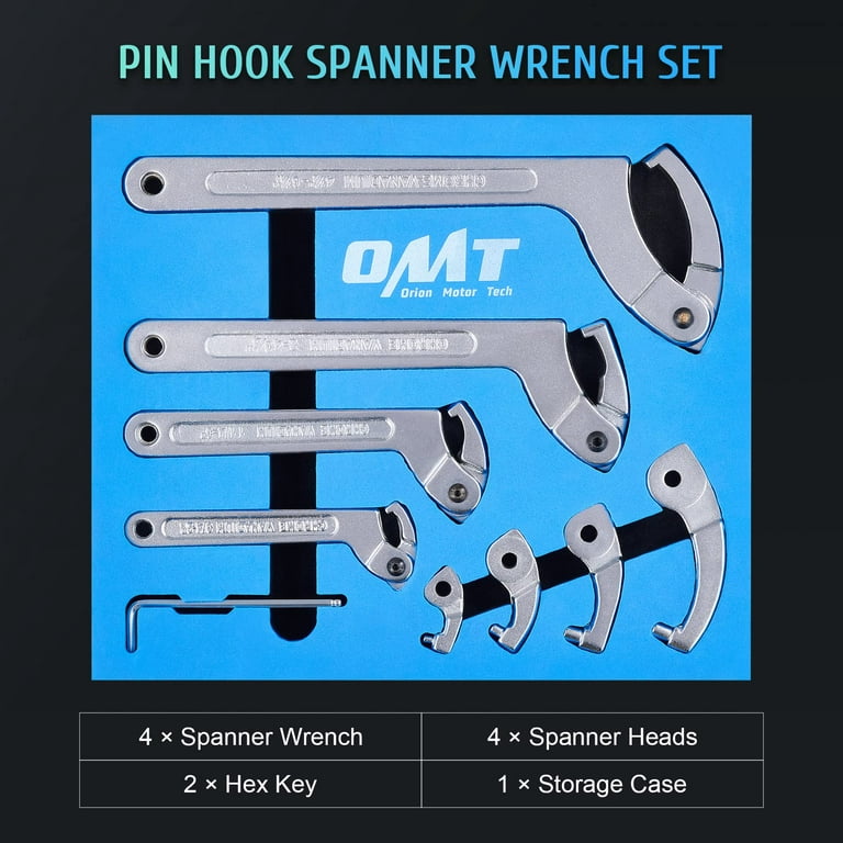 8pc Adjustable Pin Spanner Wrench Tool Set, Spanner Nut Wrench Tools with  Changeable Heads for Pipes Heating Cars, Coilover Hook Wrenches for  Suspension System, 3/4″ to 6-1/10″ 
