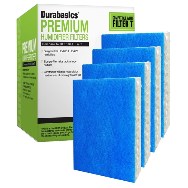 Durabasics Filter Replacements for Honeywell Filter humidifier Filter T, 4 Pack, Compatible with HFT600 Honeywell Humidifier Filter, HEV615 & HEV620,