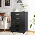 thumbnail image 3 of TUSY 5-Drawer Chest, Storage Dresser Cabinet with Wheels, Black, 3 of 7