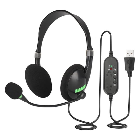 JUNWELL USB Headset with Microphone Noise Cancelling Computer Headphones with Volume & Mic Mute for PC Laptop Wired Headset Business Call Center Headset for Skype Office Classroom H