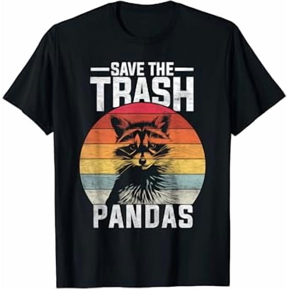 Vintage Retro Save The Trash Pandas Funny Raccoon T-Shirt