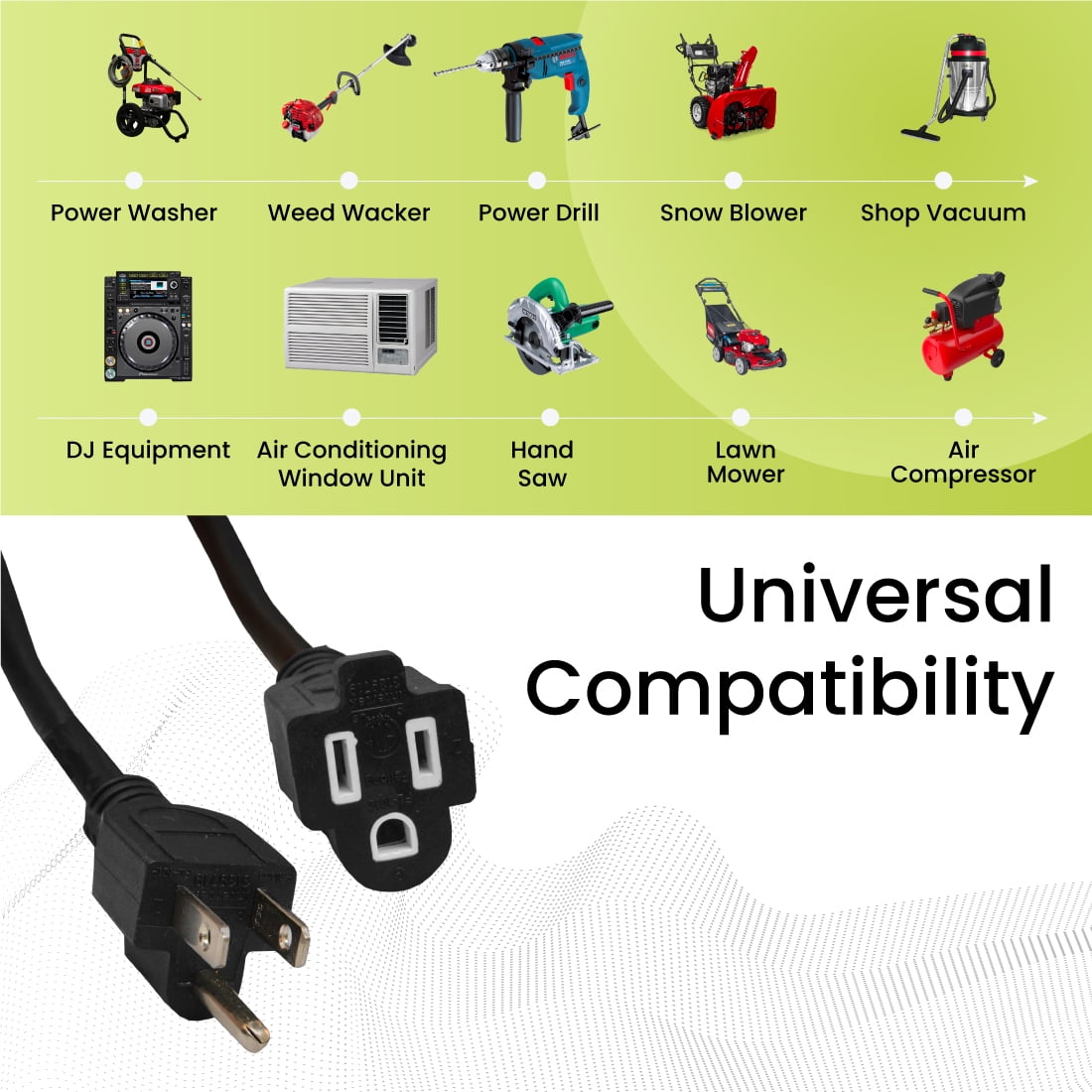 GoGreen Power 14/3 50' 13850BK Heavy-Duty Extension Cord, Black