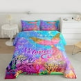 thumbnail image 2 of Manfei Ocean Mermaid Bedding Comforter Set,Colorful Sea Coral Twin Comforter Sets,Gold Glitter Print Bedding Set For Girls,Luxury Bedroom Decor Reversible,2 Pieces, 2 of 8
