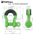thumbnail image 4 of Shackles 3/4'' D Ring Shackle 41,887Ib Capacity with 7/8'' Screw Pin and Shackle Isolator Tow Strap Winch for Vehicle Recovery (Green), 4 of 6