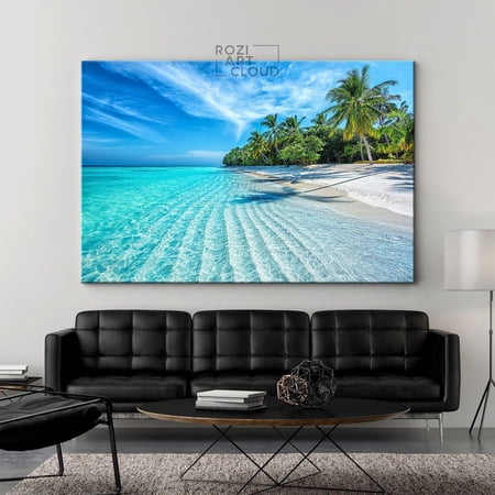 Blue Ocean Print Coastal Wall Art Beach Theme Photography Decor, Unframed Paper Poster 8x10in