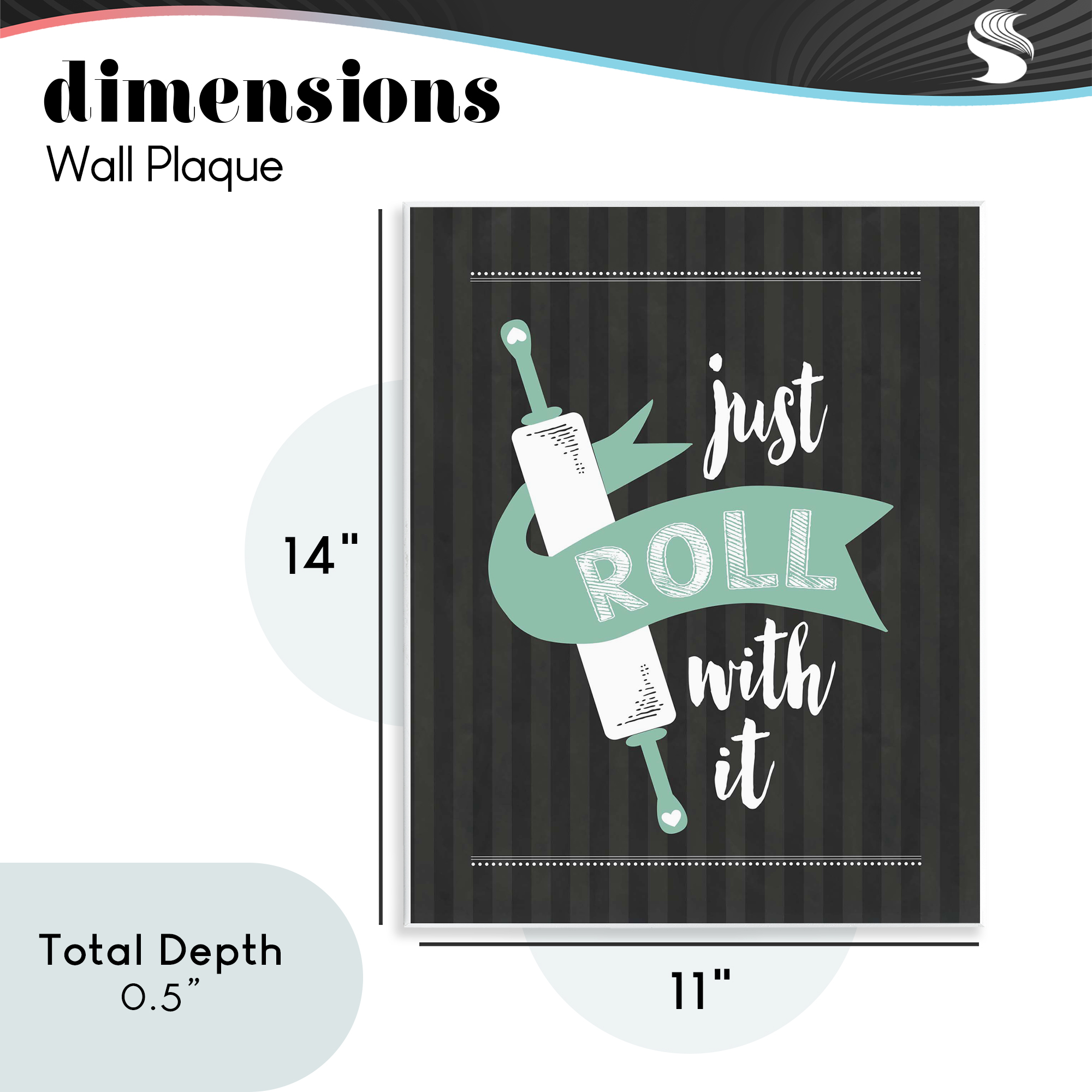 Roll With It Black & Green Wall Plaque Art, design by Lettered and Lined