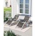 thumbnail image 2 of Chaises de Patio Chaises Longues d'Extérieur Ensemble de 3 - Chaise Longue Inclinable Robuste avec Table d'Appoint en Aluminium, Gris, Résistant aux Intempéries pour Bord de Piscine, Plage (3 Pcs), 2 of 8