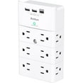thumbnail image 1 of miduoudo-Multi Prise de Courant - Barre d'Alimentation avec Parasurtenseur Mural avec Rallonge de 12 Prises - 3 Côtés et 3 Ports USB (1 USB-C), Multiprise pour Maison, Bureau, Hôtel, Blanc, 1 of 4