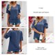 thumbnail image 3 of Blusa de manga corta con cuello en V para mujer, informal, holgada, de color liso, con cuello en V, para fiesta, 3 of 6