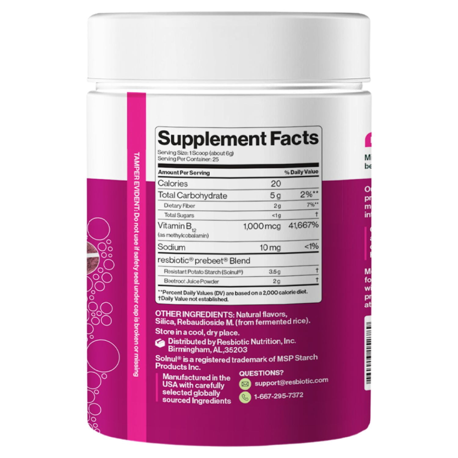 Resbiotic resG Prebeet Daily Prebiotic with Beets for Digestive and Heart Health, 25 Servings