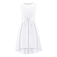 thumbnail image 5 of Gubotare Girls Dresses Formal Party Wedding Tulle Sleeveless Contrast Mesh High Low Dress with Belt (White,9-10 Years), 5 of 5