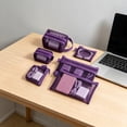 thumbnail image 2 of 6 Pack Clear Mesh Zipper Storage Pouches, Multi Size Transparent Nylon Organizer Bags, Portable Travel Pouch for Electronics Cosmetics Stationery Small Sundries Purple, 2 of 6