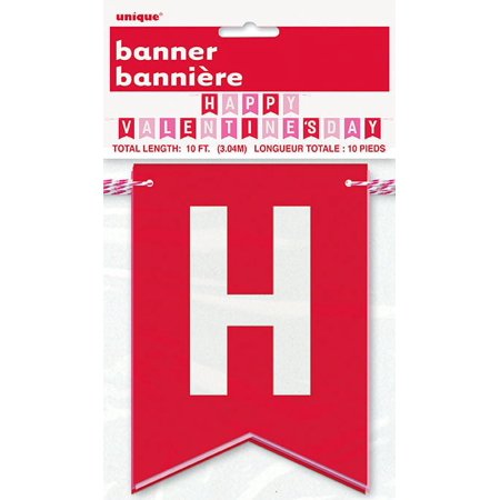 Red & Pink Happy Valentine's Day Pennant Banner, 10 ft