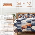 thumbnail image 6 of 3 Piece Navy Blue Burnt Orange Duvet Cover Set California King,Microfiber Comforter/Quilt Cover with Corner Ties and 2 Pillowcases,Geometric Retro Abstract All Season Soft Bedding with Zipper Closure, 6 of 8