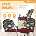 thumbnail image 6 of 9-Piece Patio Furniture Dining Set, All Weather Cast Aluminum Outdoor Conversation Set- 61" Round Patio Dining Table with Detachable Lazy Susan & 8 Chairs, 2" Umbrella Hole, Chili Red, 6 of 9