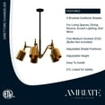 thumbnail image 3 of Ambiate Direttore 5-Light Chandelier Fixture, Brushed Gold Shades with Black Down Rod, Medium Base Sockets (E26), 40 Watts Max, Dimmable, For Dining Areas, Living Spaces, Entryways, ETL Listed, 3 of 6