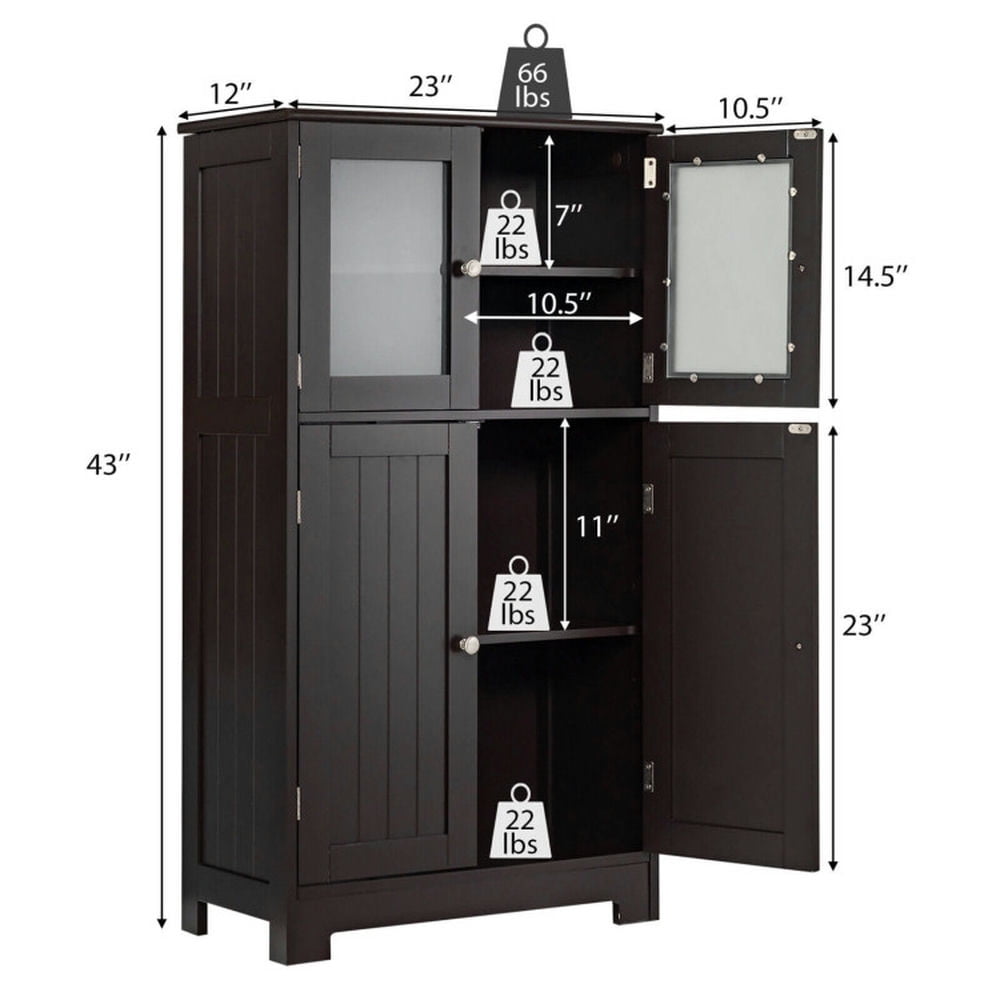 Finihen Bathroom Storage Cabinet, Bathroom Floor Cabinet, Bathroom Floor Storage Locker Kitchen Cabinet with Doors and Adjustable Shelf, for Bathroom, Living Room, Bedroom, Kitchen, Brown Finihen Bathroom Storage Cabinet, Bathroom Floor Cabinet, Bathroom Floor Storage Locker Kitchen Cabinet with Doors and Adjustable Shelf, for Bathroom, Living Room, Bedroom, Kitchen, Brown