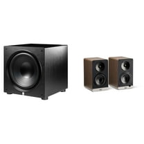Elac DCB41-WN - Debut ConneX 4.5" Powered Speakers - Walnut, Pair and Elac PS500-BK - Varro Premium 15" 500 Watt Powered Subwoofer with Auto-EQ