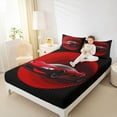 thumbnail image 4 of jejeloiu Red Racing Car Twin Sheet Set,Speed Game Extreme Sport,Breathable Decor,3-Piece, 4 of 7